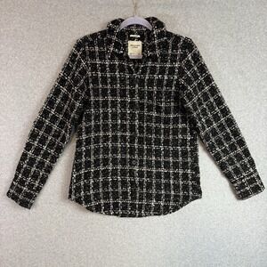 Abercrombie Fitch Schacket Womens Small Plaid Oversized Tweed Button Up Shirt